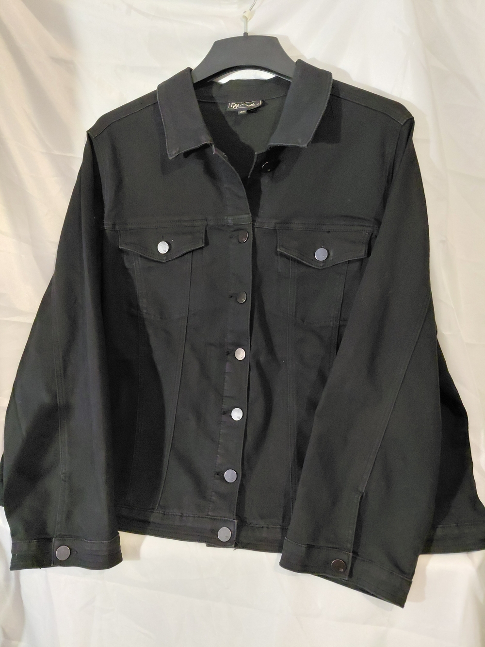 Black Denim Button-Up Jacket - Classic Women's Coat